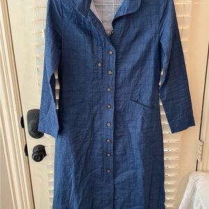 Poetry button through linen shirt midi dress XS